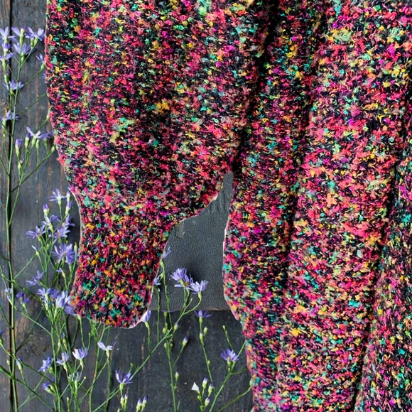 Vtg 80s rainbow knit sweater long cardigan - Picture 6 of 9